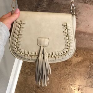 Cream cross body purse